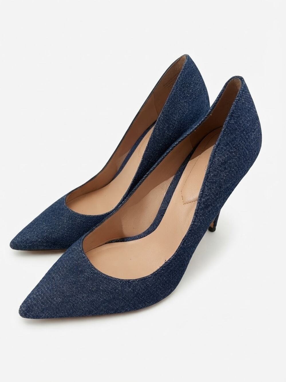 ALDO Denim Blue Stiletto Pumps Pointed Toe High Heels Womens Size 7.5 Chic glam